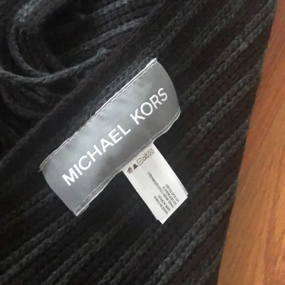 Michael Kors black and gray striped scarf unisex
